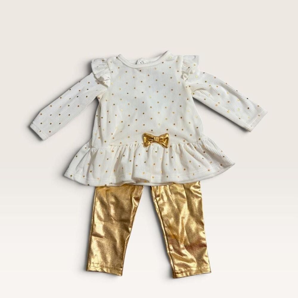 Baby-starters  White and Gold Outfit 12M